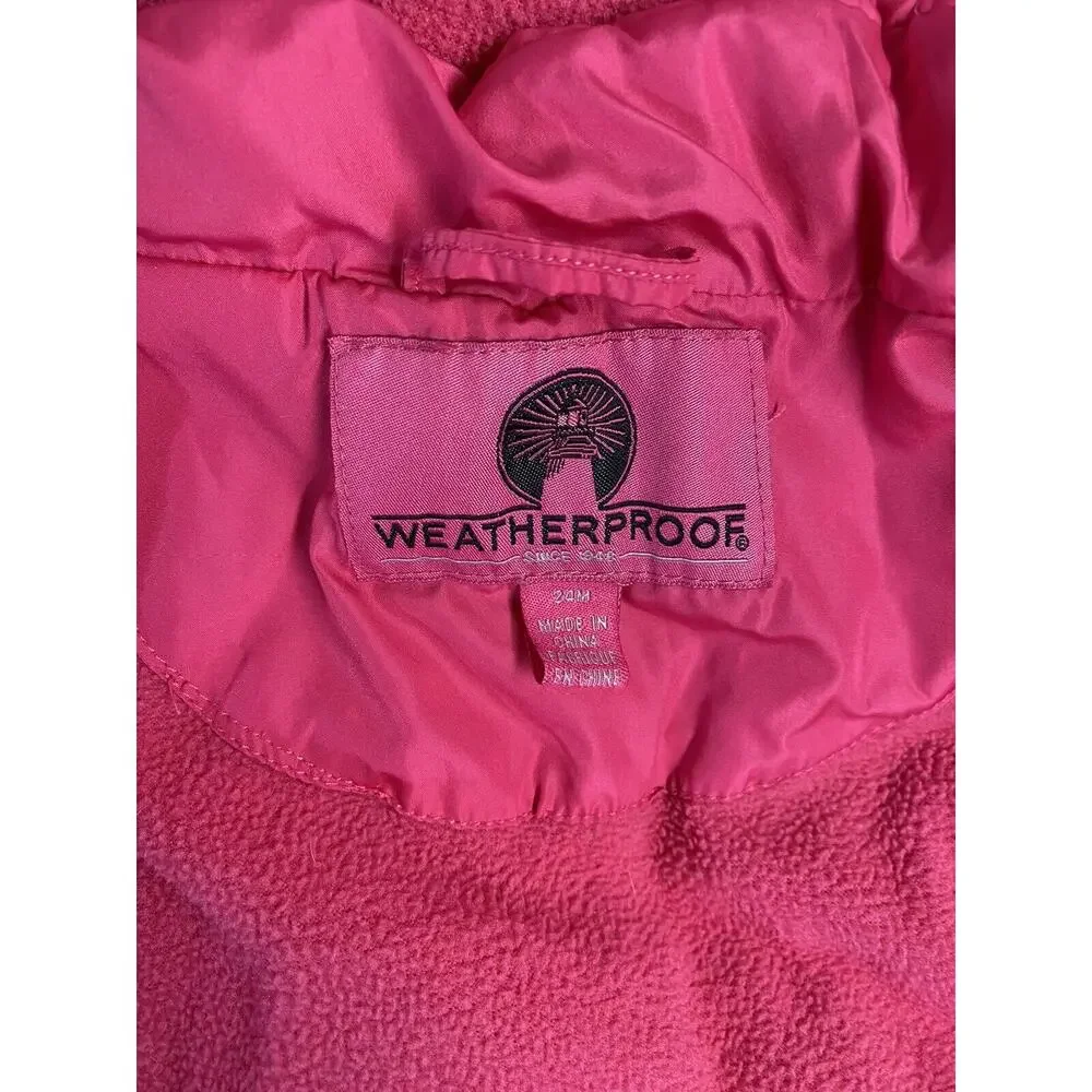 Weatherproof Baby Snow Pants Bibs and Jacket Pink 24 months Ruffled Puffer Coat